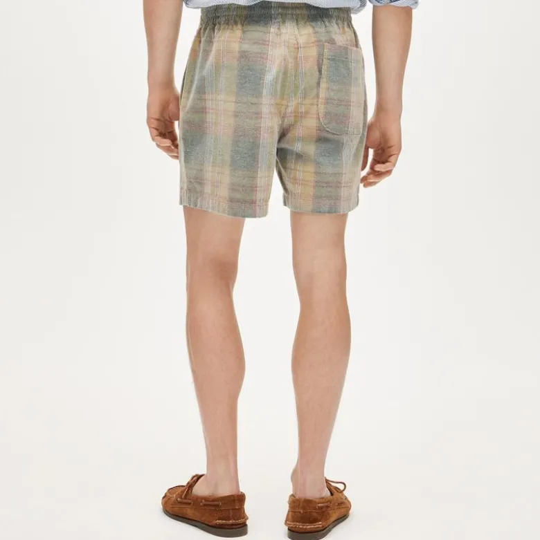 5" everyday drawstring short in plaid corduroy