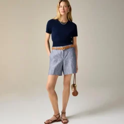 6" Harbor short in striped linen