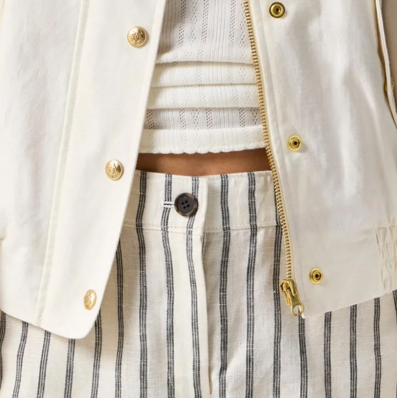 6" Harbor short in striped linen
