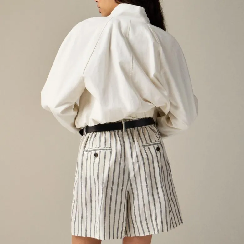 6" Harbor short in striped linen