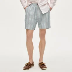 5.5" Pier short in cotton oxford stripe