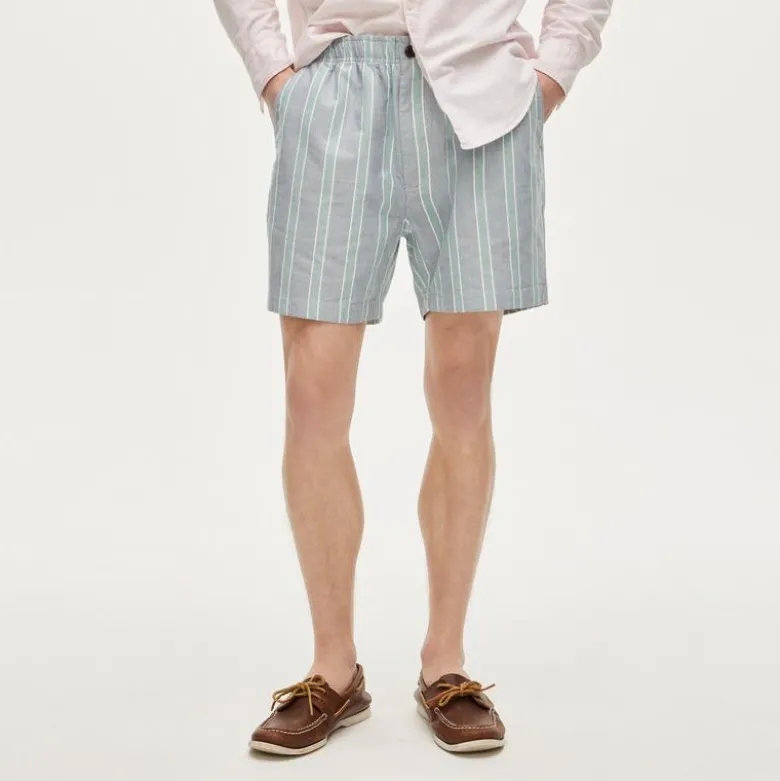 5.5" Pier short in cotton oxford stripe