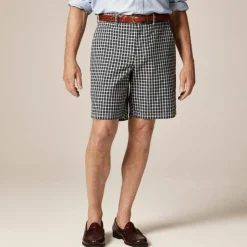 9" relaxed cotton short in seersucker plaid