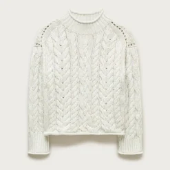 2025 Rollneck™ cable-knit sweater in marled heritage cotton