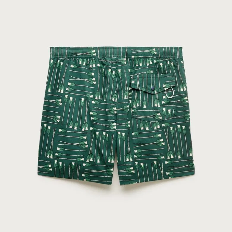 6" stretch swim trunk in oar print