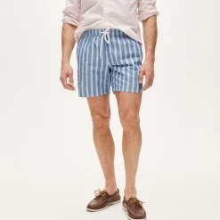 6" swim trunk in cotton-nylon blend oxford