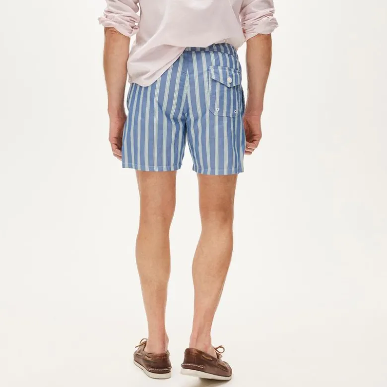 6" swim trunk in cotton-nylon blend oxford