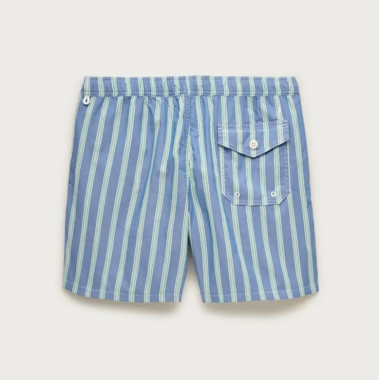 6" swim trunk in cotton-nylon blend oxford