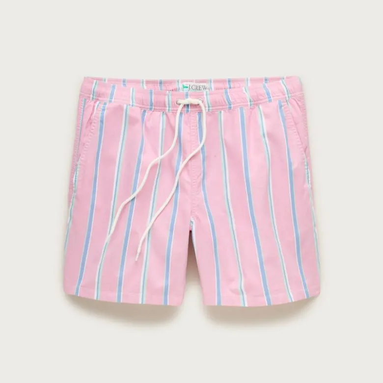 6" swim trunk in cotton-nylon blend oxford