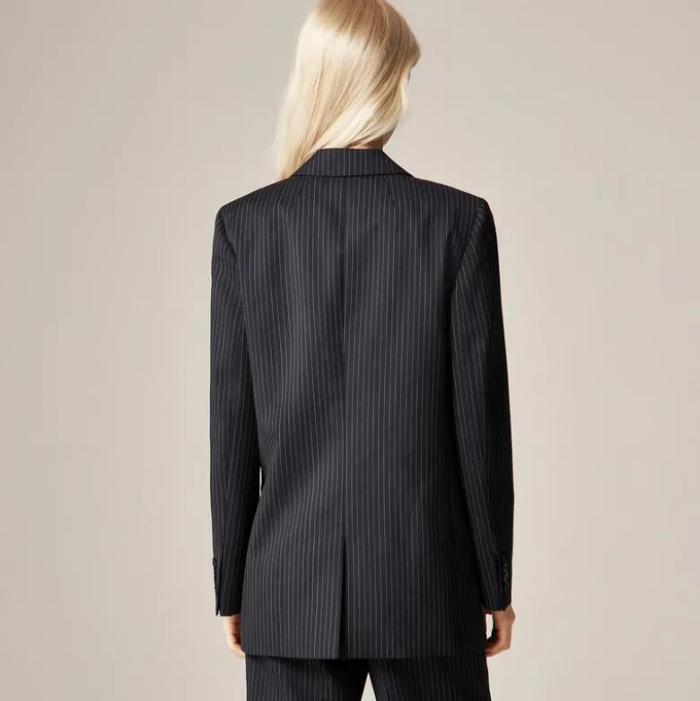 Alex Eagle X J.Crew relaxed double-breasted blazer in pinstriped wool