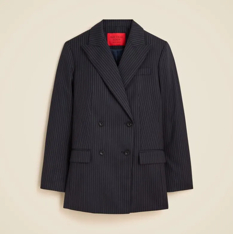 Alex Eagle X J.Crew relaxed double-breasted blazer in pinstriped wool