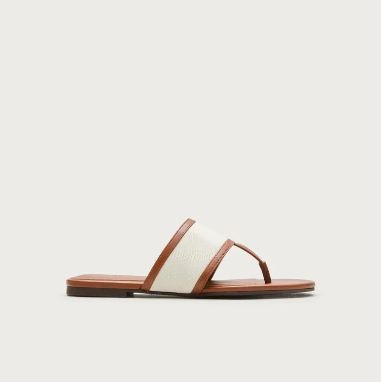 Audrey thong sandals in canvas and leather