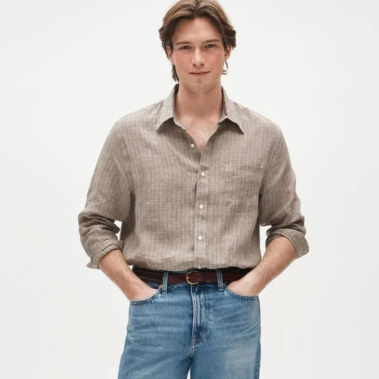 Baird McNutt Irish linen point-collar shirt