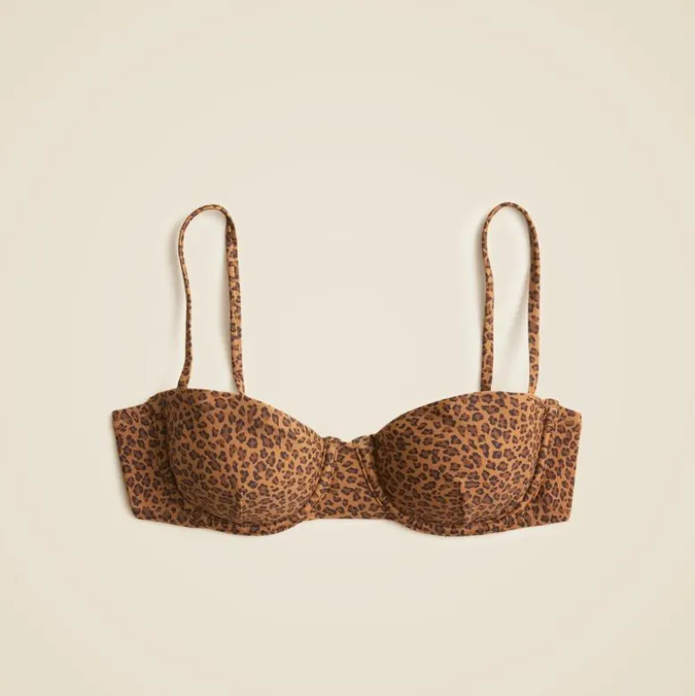 Balconette underwire bikini top in leopard print