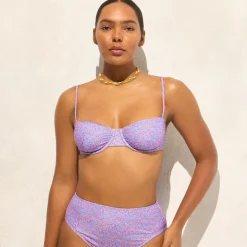 Balconette underwire bikini top in summer fields print