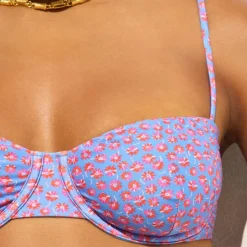 Balconette underwire bikini top in summer fields print