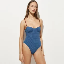 Balconette underwire one-piece in gingham