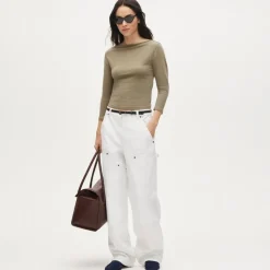 Ballet-sleeve top in lightweight stretch cotton blend