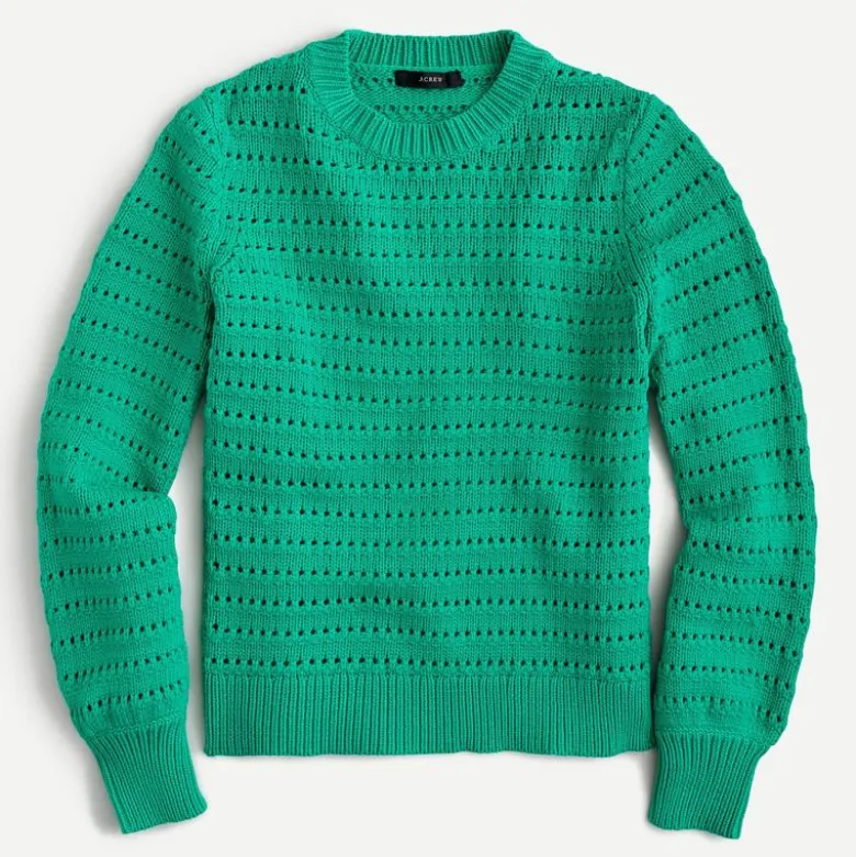 Balloon-sleeve pointelle sweater