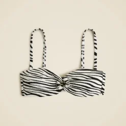 Bandeau jacquard bikini top with O-ring