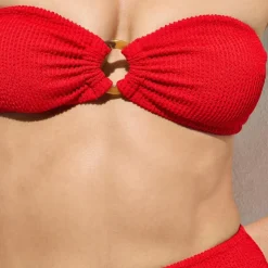 Bandeau scrunchie bikini top with O-ring