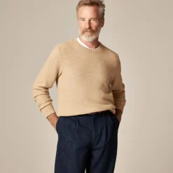 Basket-stitch cotton crewneck sweater