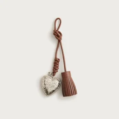 Beaded heart tassel bag charm