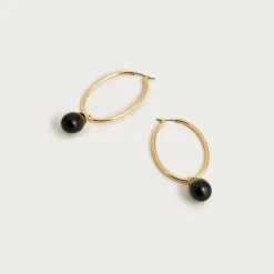 Beaded oval hoop earrings