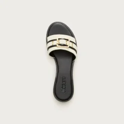 Belted sandals in canvas and leather