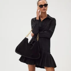 Berkeley chainlink shoulder bag in suede