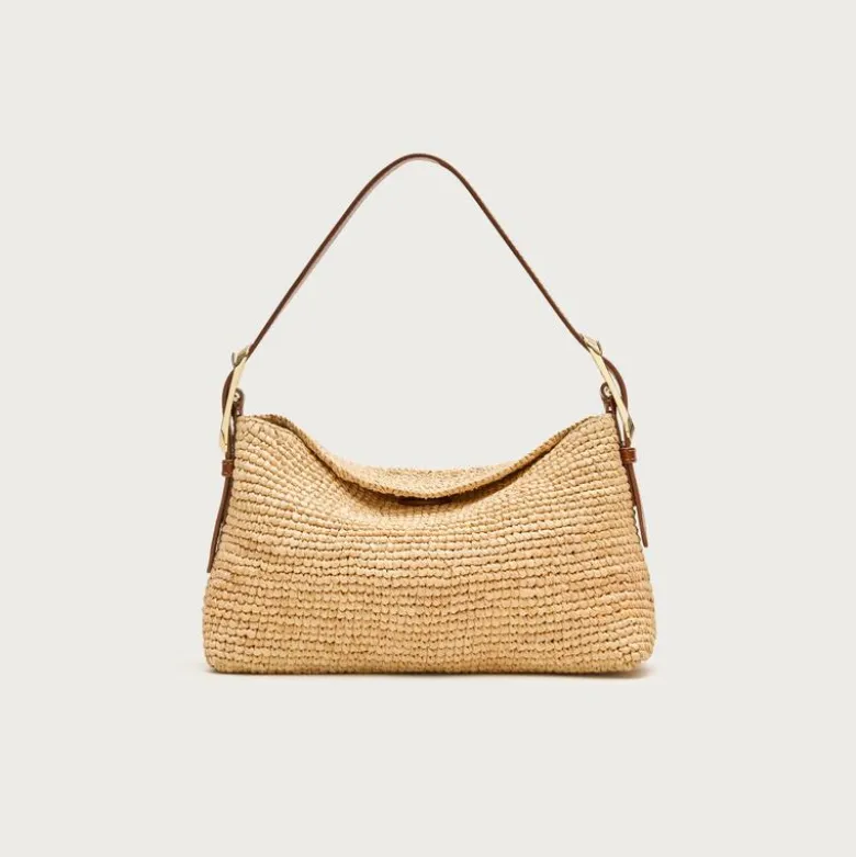 Berkeley small handknotted shoulder bag in raffia
