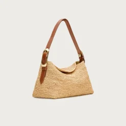 Berkeley small handknotted shoulder bag in raffia