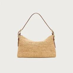 Berkeley small handknotted shoulder bag in raffia