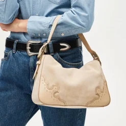 Berkeley small shoulder bag in studded leather and suede