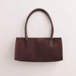 Berkeley structured shoulder bag in suede and croc-embossed leather