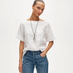 Boatneck tee in linen