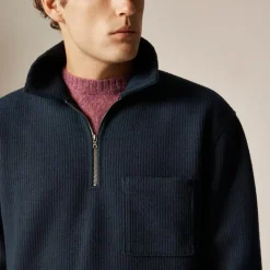 Boiled rib quarter-zip pullover