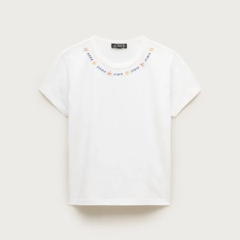 Boyfriend jersey classic-fit embroidered "Mama" T-shirt