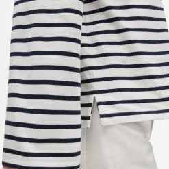Boyfriend jersey relaxed long-sleeve T-shirt in stripe