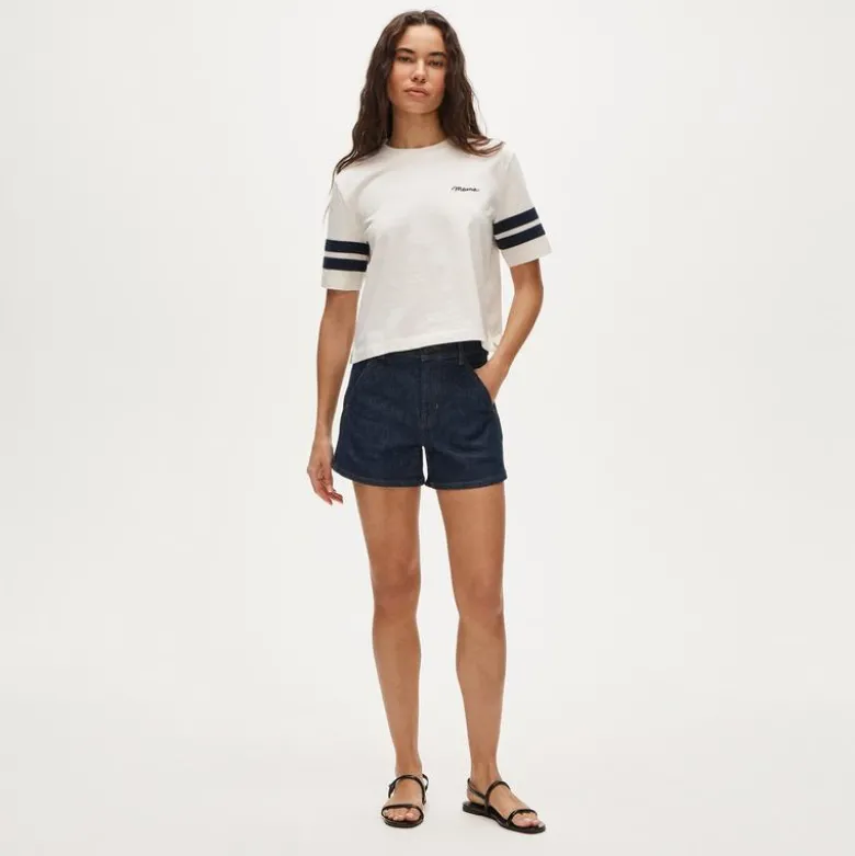 Boyfriend jersey relaxed cropped "Mama" graphic T-shirt