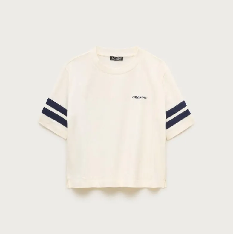 Boyfriend jersey relaxed cropped "Mama" graphic T-shirt