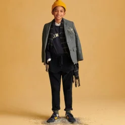 Boys' Ludlow suit jacket in wool-blend herringbone