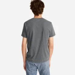 Broken-in short-sleeve V-neck T-shirt