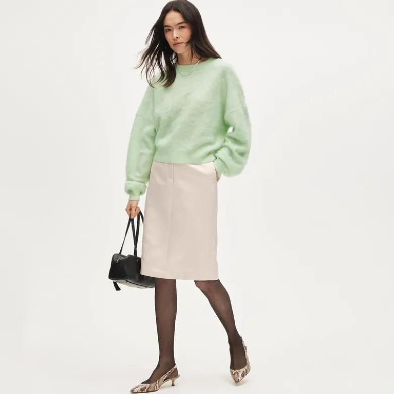 Brushed cashmere blouson-sleeve sweater
