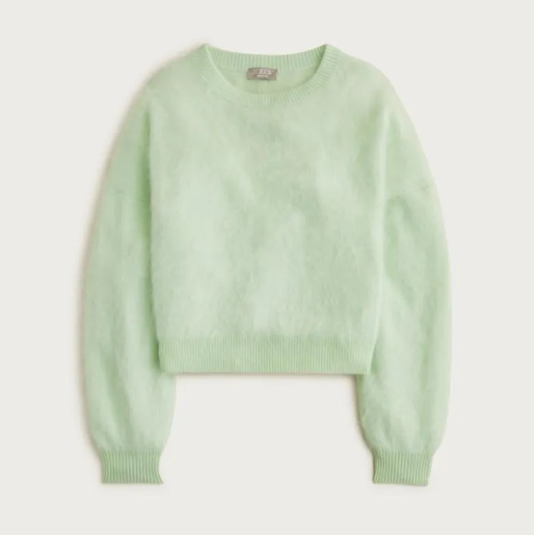 Brushed cashmere blouson-sleeve sweater