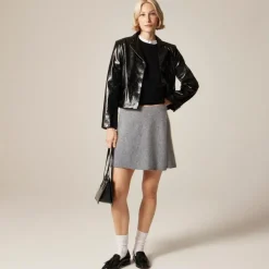 Brushed cashmere faux-wrap mini skirt