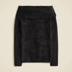Brushed cashmere foldover sweater