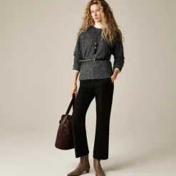 Brushed cashmere marled relaxed crewneck sweater