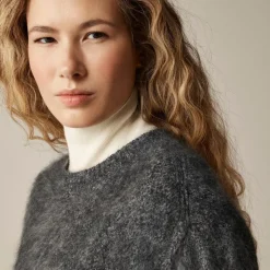 Brushed cashmere marled relaxed crewneck sweater