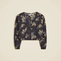 Brushed cashmere party cardigan in marigold print